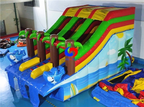 8m *5m *5m tropical inflatable pool slide