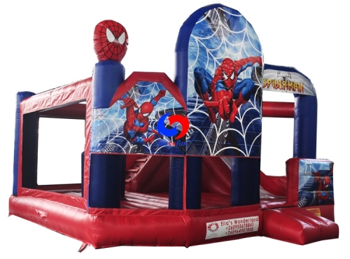 5m*4m*4m spiderman inflatable bounce house, inflatable spiderman bouncer slide combo
