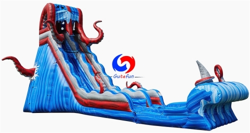 25ft ocean battle giant inflatable water slide with detachable pool for sale