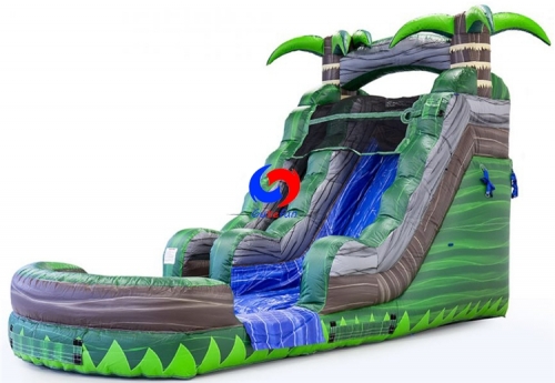 Tropical congo rainforest inflatable water slide with plunge pool