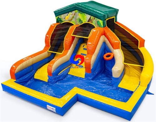 Inflatable water slide city with pool