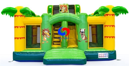 Jungle inflatable bouncy castle with slide