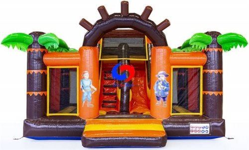 Pirate ship inflatable bouncy castle with slide