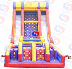 The most challenging Obstacle courses, Vertical crush inflatable dry slide  ,22feet rock climbing wall all in one playground