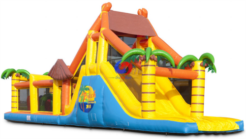 17m large Beach Tropical inflatable obstacle course