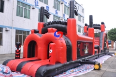 18.3m*3m*4.8m party events pirate ship theme inflatable obstacle course for sale