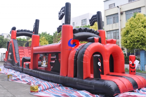 18.3m*3m*4.8m party events pirate ship theme inflatable obstacle course for sale