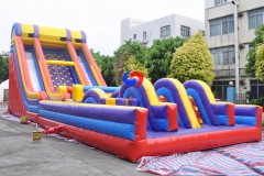 The most challenging Obstacle courses, Vertical crush inflatable dry slide  ,22feet rock climbing wall all in one playground