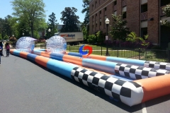 2 human hamster rolling Double lane inflatable zorb ball race track