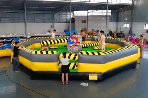 China best sale kids adult 8 man toxic wipeout inflatable sport games mechanical meltdown sweeper for sale