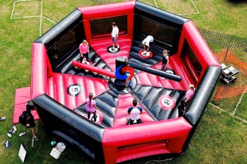 TOP sale the last man standing mechanical ride games 8 man wipeout sweeper meltdown with inflatable wall