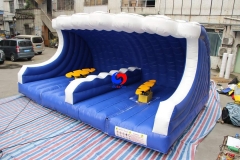 big inflatable wave 2 players double surfboard simulator games, twin surfboard ride machine for sale