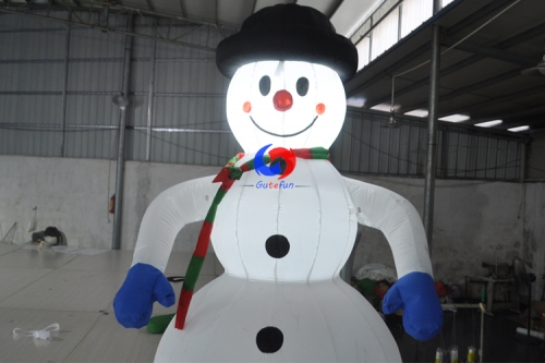 Winter 2.5m LED Christmas inflatable snowman, Christmas themed attractions snowman inflatables
