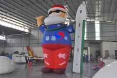 lowes small commercial inflatable surfing santa claus , 6m surfboard santa for Merry Christmas Holiday