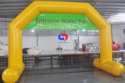 Outdoor water park custom 5m AIRTIGHT start/finish line inflatable entrance arch for sale