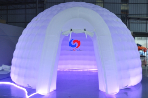 Mobile oxford cloth white snow igloo wedding party LED light tent inflatable air dome tent for sale