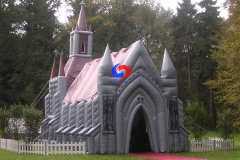 custom large outdoor mobile inflatable church building pink inflatable church tent for wedding