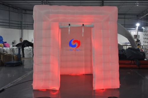 portable wedding party nightclub led light black inflatable cube tent photo booth