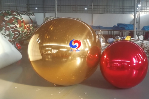 1.8m Dia. Custom made Fashion Shows advertising decoration Inflatable Mirror Chrome Spheres pvc inflatable red/gold mirror balls