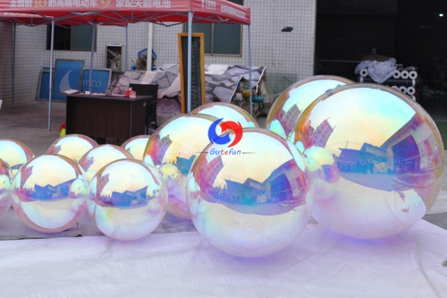 2.5m christmas event party shinny pvc sealed iridescent clear Metallic Inflatable Spheres illusion color inflatable mirror ball