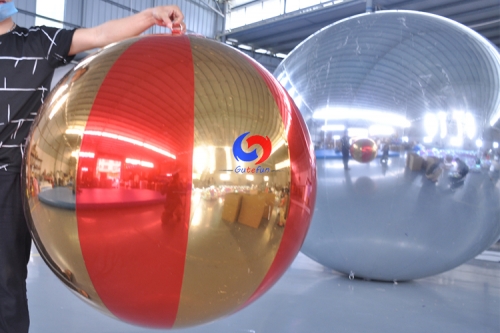 free shipping large X mas decorative Metallic inflatable chrome spheres red&gold shinny pvc event party inflatable mirror ball