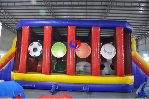 large outdoor sports red baller wipe out inflatable wipeout obstacle big balls for sale