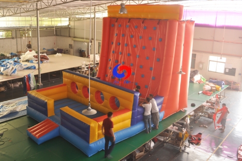Heavy Duty Commercial Deluxe Obstacle Activity mobile Inflatable Rock Climbing Wall for sale