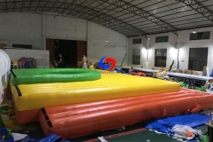 popular Corporate Games Inflatable Bossaball Beach Flying Volleyball Court with Bungee Trampoline