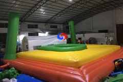popular Corporate Games Inflatable Bossaball Beach Flying Volleyball Court with Bungee Trampoline