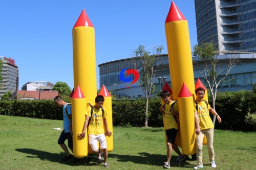 Team Building Challenge Attraction Games 3m Giant Inflatable Rocket Backpack for outdoor activities