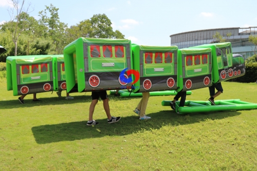 Two teams 4vs4 Sports Attraction "Inflatable train" for corporate event and team building