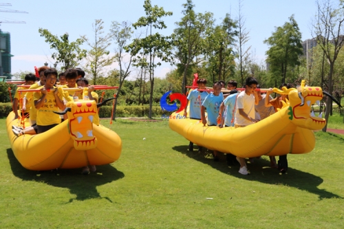 12vs12 two teams racing attraction dragon boat inflatable for large outdoor team building sport games