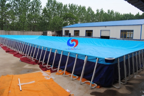 China pool equipment manufacturer 30m*12m*1.5m above ground steel wall rectangular metal frame swimming pool for sale