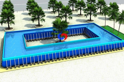 customized size special shape movable rectangle swim pool metal frame above ground self supporting swimming pools