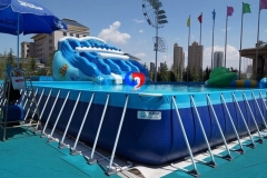 large Outdoor commercial splash waterpark four lane wave inflatable water swimming pool slide with above ground pools