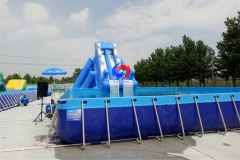 40ft largest commercial lake Slip&fly flying inflatable screamer water slide with above ground swimming pools