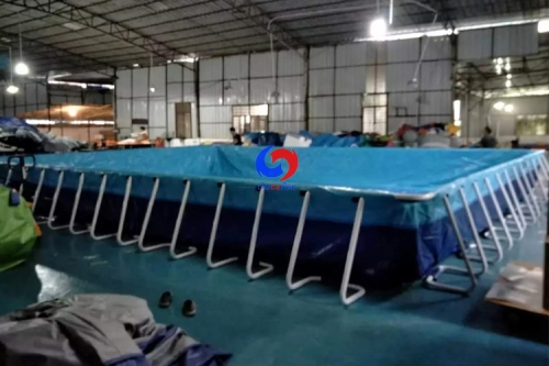 Worldwide shipping Customized size 15m*15m rectangular above ground metal wall steel frame swimming pool