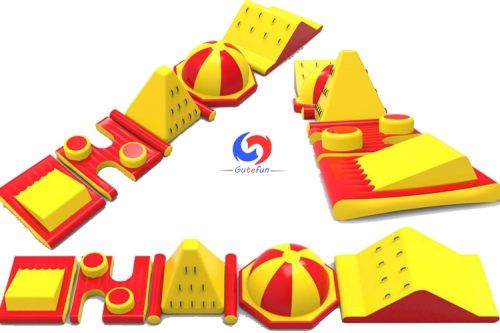 Commercial above ground swimming pool floating water park inflatable race track obstacle course for sale