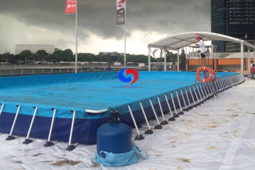 Gutefun 25m x 15mx0.8m Outdoor Rectangle steel supports above ground metal frame pools for Singapore Sailing centre