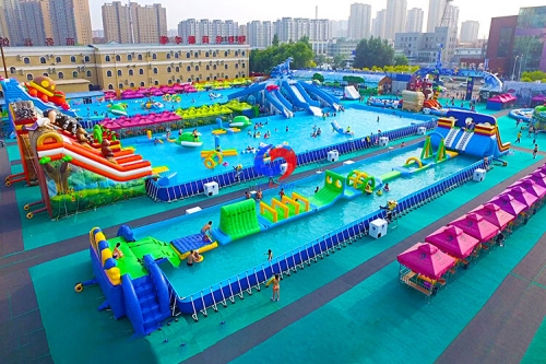 easy to install movable 200ft large outdoor metal frame above ground swimming pool water park manufacturers