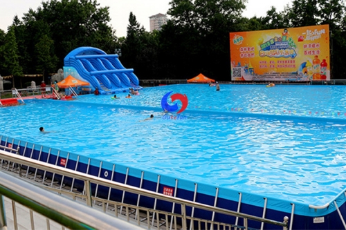 very fast delivery 50 meter above ground steel metal frame big swimming pool portable to make water games event