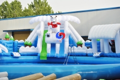 snow winter theme outdoor large above ground portable commercial ice world inflatable water park for all ages