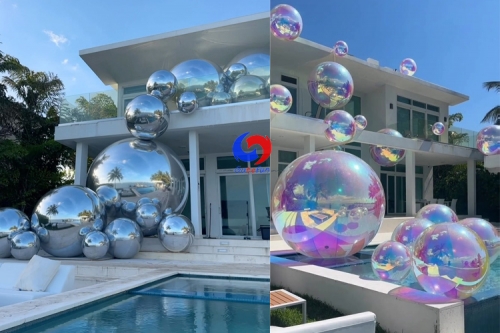 worldwide shipping huge silver color inflatables spheres big metallic mirror balls silver colored inflatable mirror balls