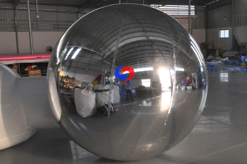 custom brand logo &color huge silver colored metallic mirror balls 4 meters 6m high gIant inflatable silver mirror balls