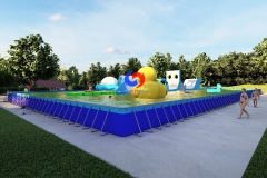 outdoor&indoor above ground Mobile commercial large swimming pool with floating inflatable pool floats water parks