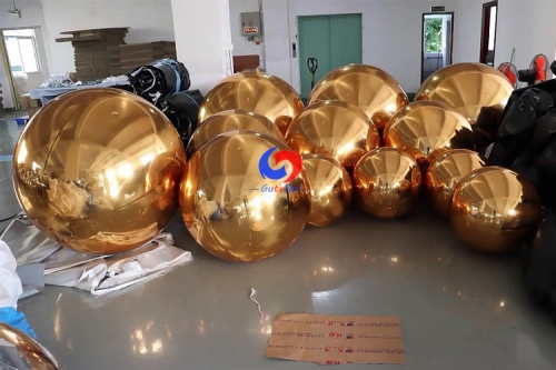Double layer PVC reflective ball stage hotel wedding scene ktv gold/silver golden inflatable mirror ball decoration