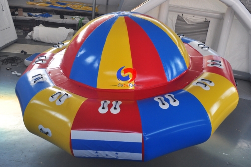Summer waterpark Thickened PVC inflatable crazy saturn water gyro seesaw boat UFO floating inflatable spinning top boat toy