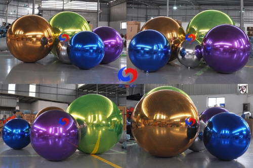 Green&Silver&Blue Hanging Decorations Decorative Balls for Ceiling Inflatable Mirror Balls for Shopping Mall Decorations
