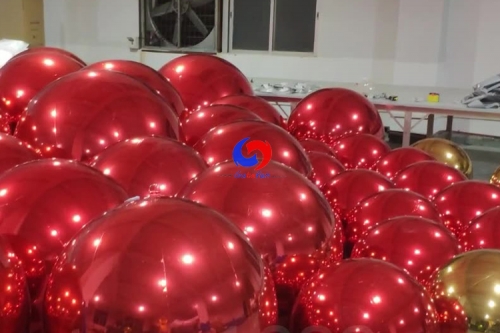 Top quality decoration mirror ball red pvc inflatable mirror plastic ball sphere red party disco decorative balls