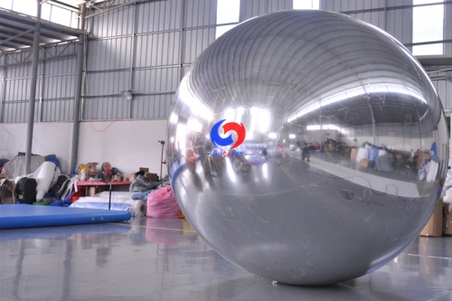 Hot selling 3m Giant inflatable PVC stage decor mirror silver ball large reflective silver mirror sphere decoration